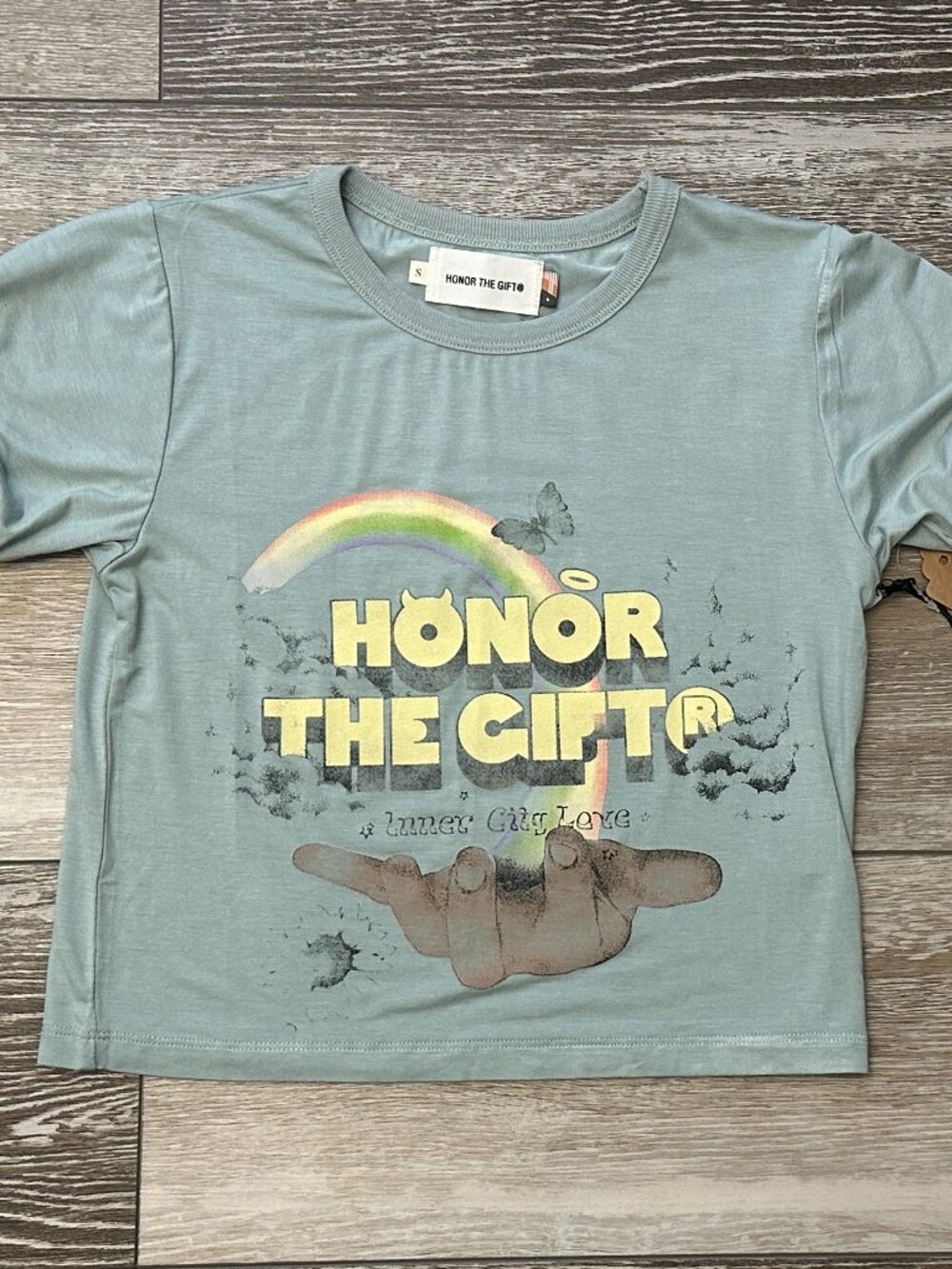 NWT Honor The Gift Inner City Love Sz S Crop Top Tee T-Shirt Super Cute!